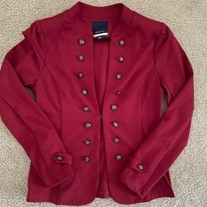 Modcloth Glam Believer Red Double-Breasted Military Blazer Jacket